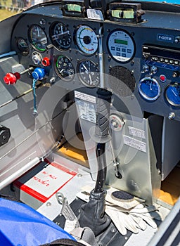Small Plane cockpit interior view