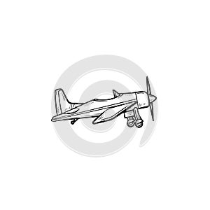Small plane with propeller hand drawn outline doodle icon.