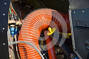 Small plane on the runway, airplane barn, aircraft engine image