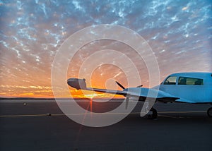 Small plane on the runway