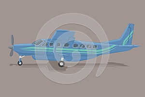 Small plane vector illustration. Big single engine propelled passenger aircraft.