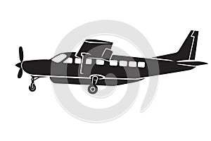 Small plane vector illustration. Big single engine propelled passenger aircraft.