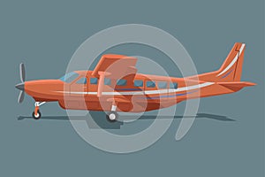 Small plane vector illustration. Big single engine propelled passenger aircraft. Flat design