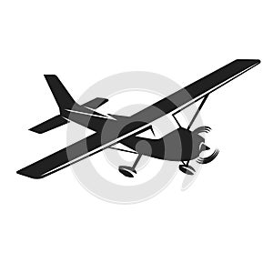 Small plane vector illustration. Single engine propelled aircraft.