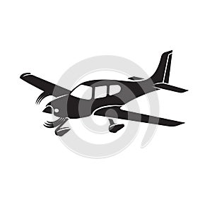 Small plane vector illustration. Single engine propelled passenger aircraft.