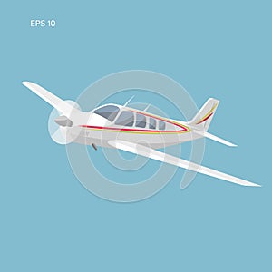 Small plane vector illustration. Single engine propelled passenger aircraft.