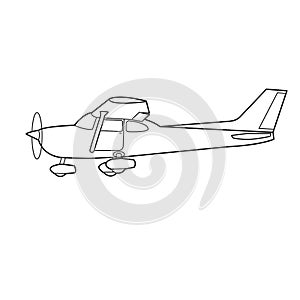 Small plane vector illustration. Single engine propelled passenger aircraft.