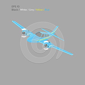 Small plane vector illustration. Twin engine propelled aircraft. Vector illustration.