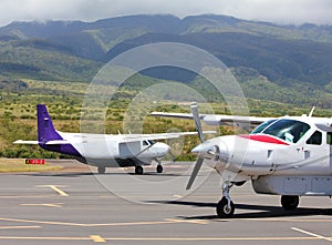 Small planes at exotic airport
