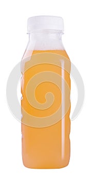 small plastic bottle with apple juice