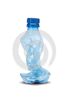 A small plastic bottle crushed