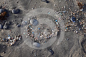 Microplastics on a beach. Famara Beach, Lanzarote photo