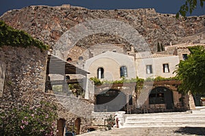 Small plateau of the `Hidden town` of Monemvasia