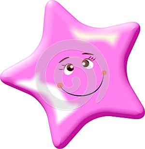 small and playful purple star, smiling