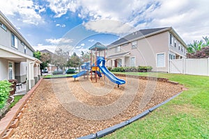Small playground with a slide in a homeyard