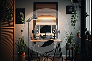 A Small Podcast Studio , AI Generated