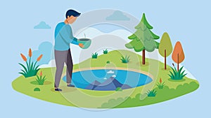 At a small pond the guide introduced the concept of natural filtration and how it works to maintain a healthy aquatic