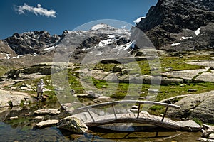 Small pond near Duesseldorfer Huette in the Ortler Alps