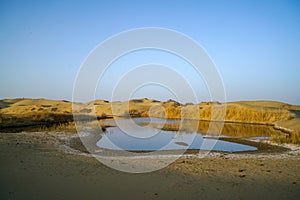 Small pond in Taklamakan Desert