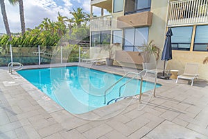 Small pool outside a building at Carlsbad, San Diego, California