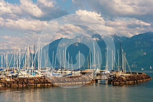 Small port on the lake Geneva