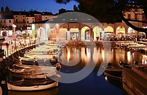 Small port at night