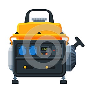 Small Portable Power Generator, Electrical Engine Equipment Vector Illustration