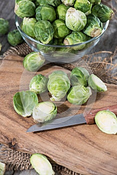 Small portion of raw Brussel Sprouts