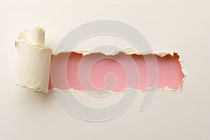 small poster made of torn paper in light pink 2