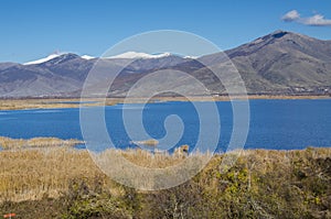 Small Prespa Lake, Limni Mikri Préspa, Agios Achillios, Florina, Greece, Europe