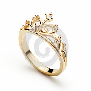 Small Princess Tiara Ring With Delicate Gold Detailing photo