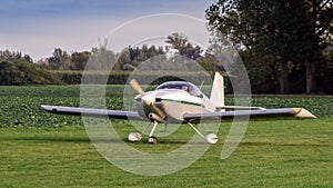 Small private plane in the meadow