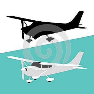 Small private plane, vector illustration,