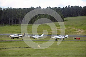 Small private planes parked