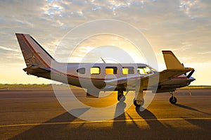 Small private propeller passenger piper plane