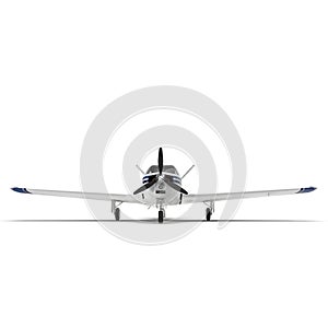 Small propeller airplane isolated on white. 3D illustration