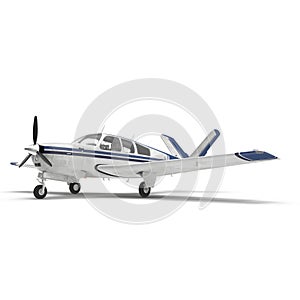 Small propeller airplane isolated on white. 3D illustration