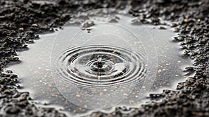 The smoothness of the puddle highlighting the irregularity of