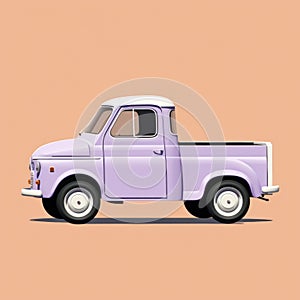 Vintage Purple Truck Illustration In Hyperrealistic Kawaii Art Style