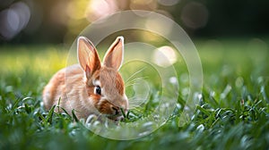 Small Rabbit Sitting in the Grass