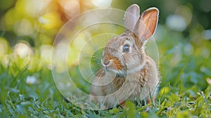 Small Rabbit Sitting in the Grass