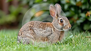 Small Rabbit Sitting in the Grass