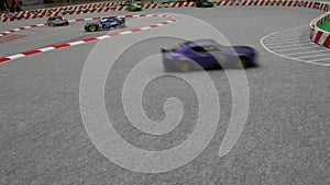 Small racing models car slides through a drifting on the racetrack