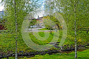 Small Raumanjoki river in Old Town in Rauma