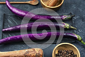 Small raw purple eggplants