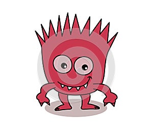 Small red bacteria with a smile on a white background - vector