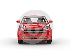 Small Red Compact Car - Front Closeup View