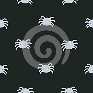 Small red eyed spiders. Halloween seamless pattern