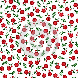 Small red flowers seamless pattern