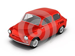Small retro car isolated on white background 3d illustration